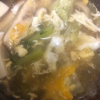 大根の葉と白菜の中華スープ